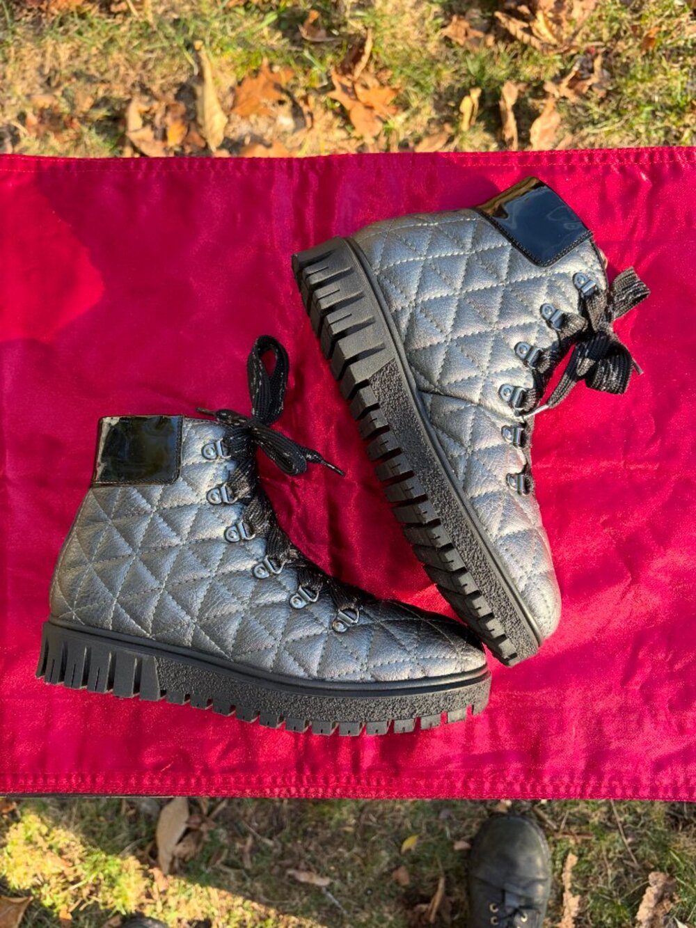 Ron White Tiffany Winter Boots Quilted Metallic Gunmetal EU 37